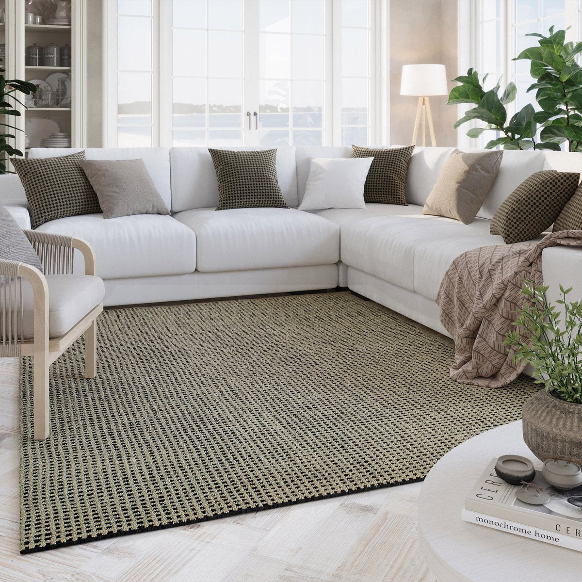 Tapis tufté main ,  Hamptons TWENTYNINE beige sable-noir, WECON HOME