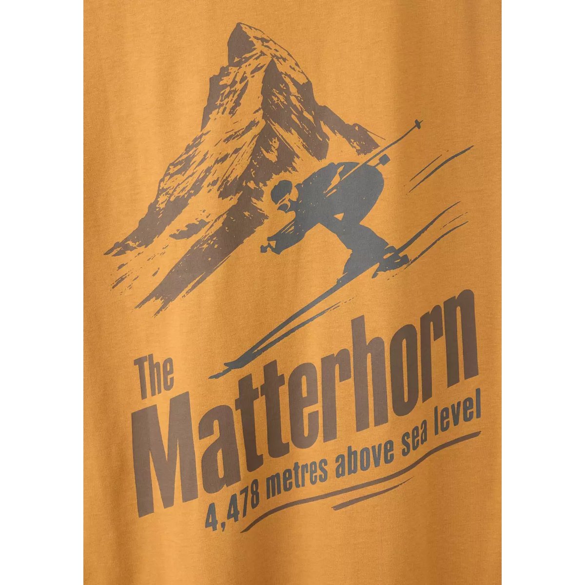 T-shirt coton imprimé montagne moutarde, MANGO TEEN