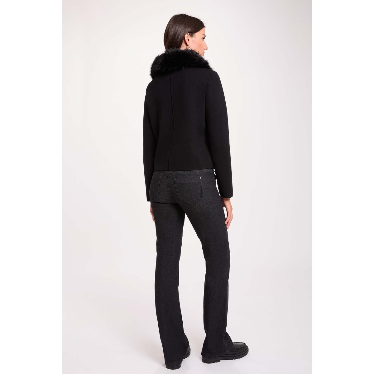 Jean bootcut boutons denim noir, MORGAN