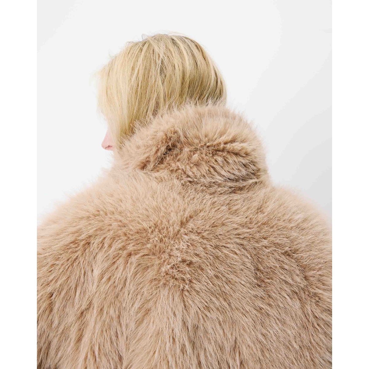 Manteau Imitation fourrure croisé beige Amy beige, GRACE & MILA
