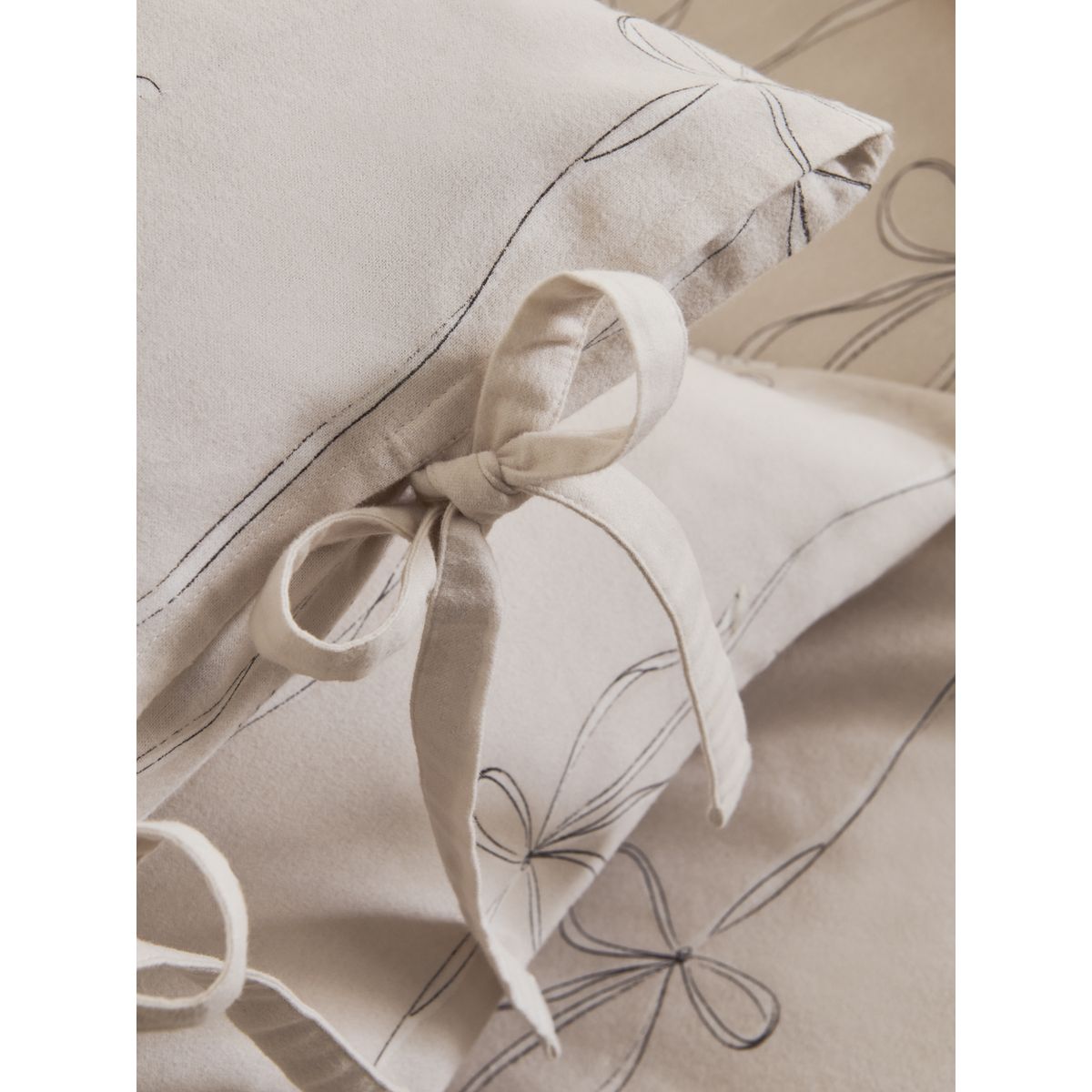 Parure de lit en coton brossé à feuilles/nœud naturel, NEXT