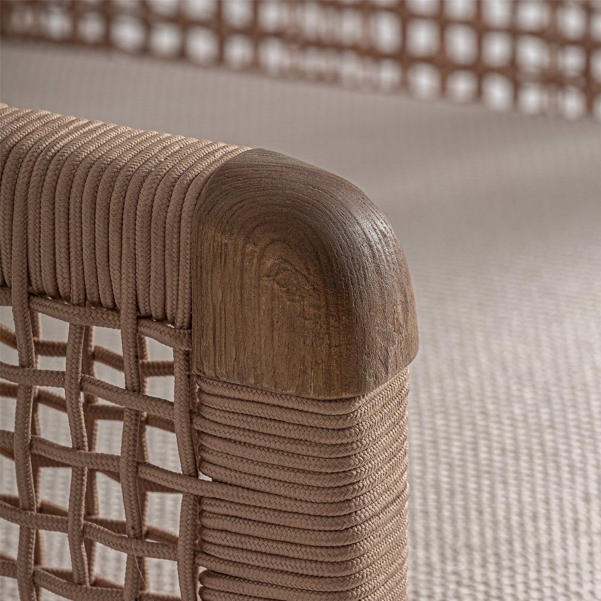 Fauteuil tressé en teck recyclé marron et blanc cassé, RECOLLECTION