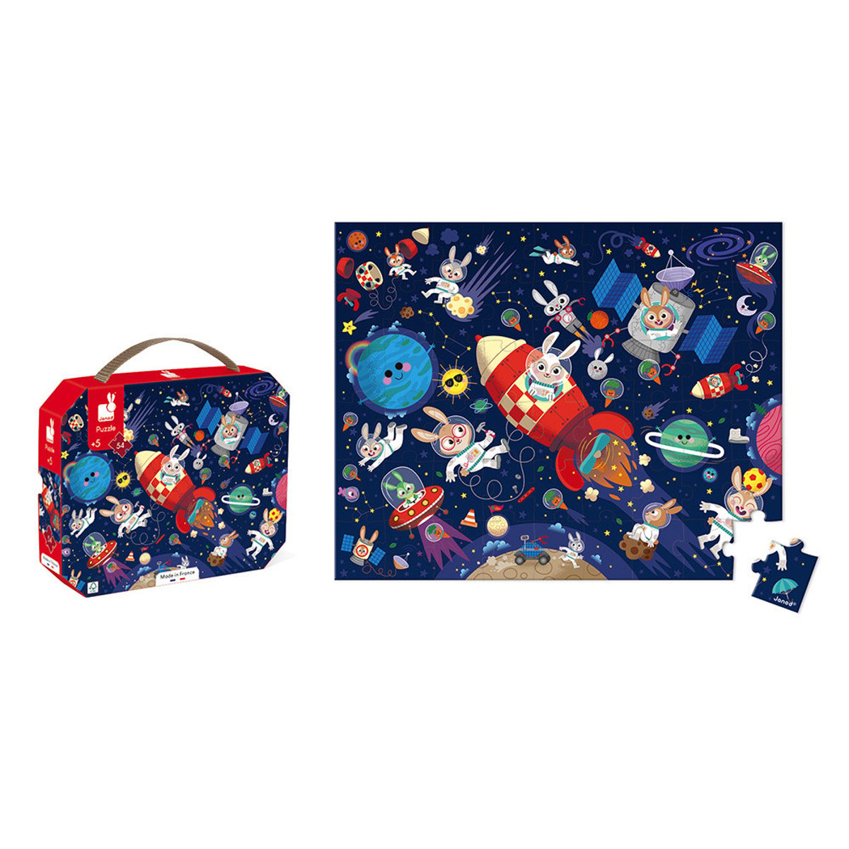 Puzzle Enfant Fusée 54 Pièces Dès 5ans rouge, JANOD