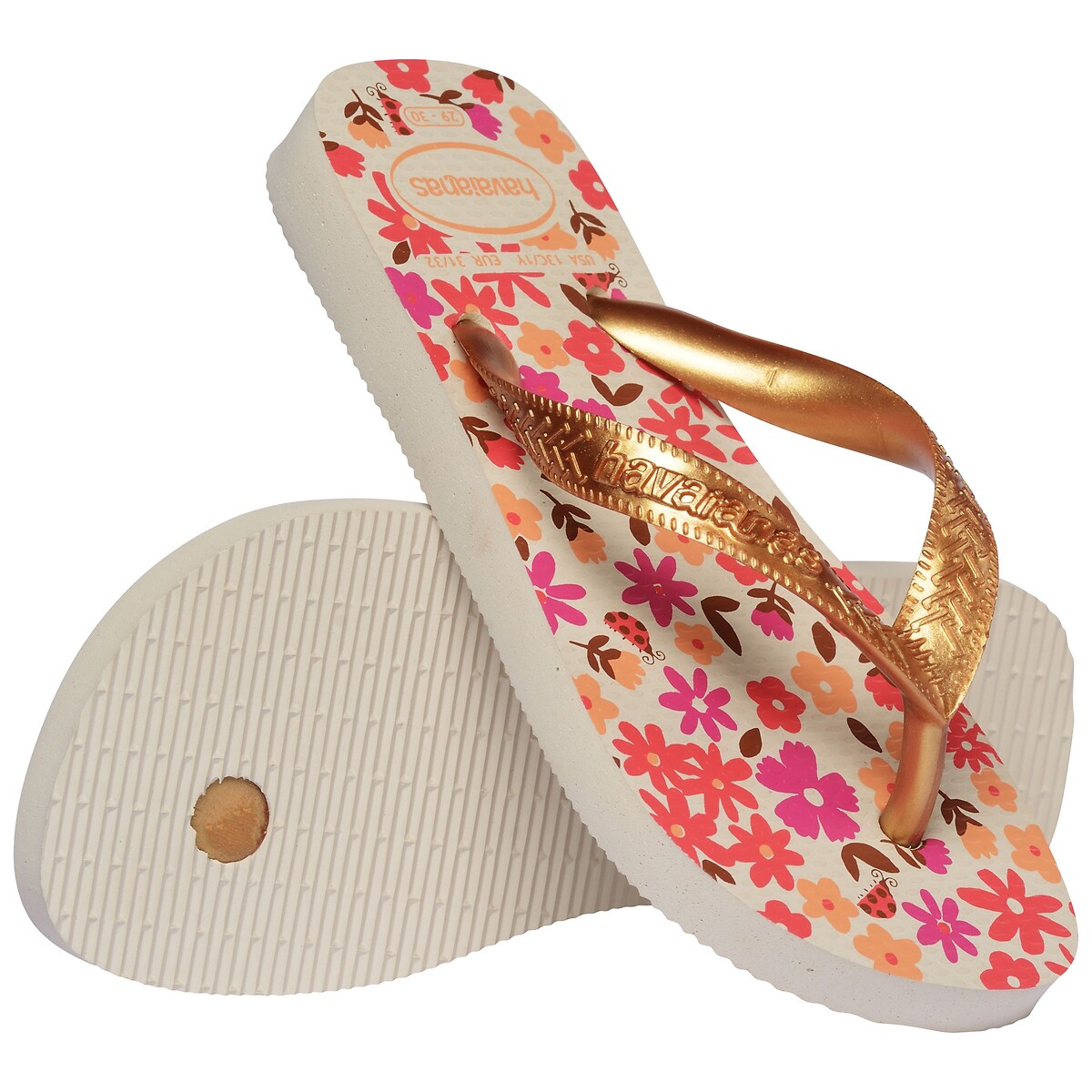 Teenslippers HAV KIDS FLORES beige/goudkleur, HAVAIANAS