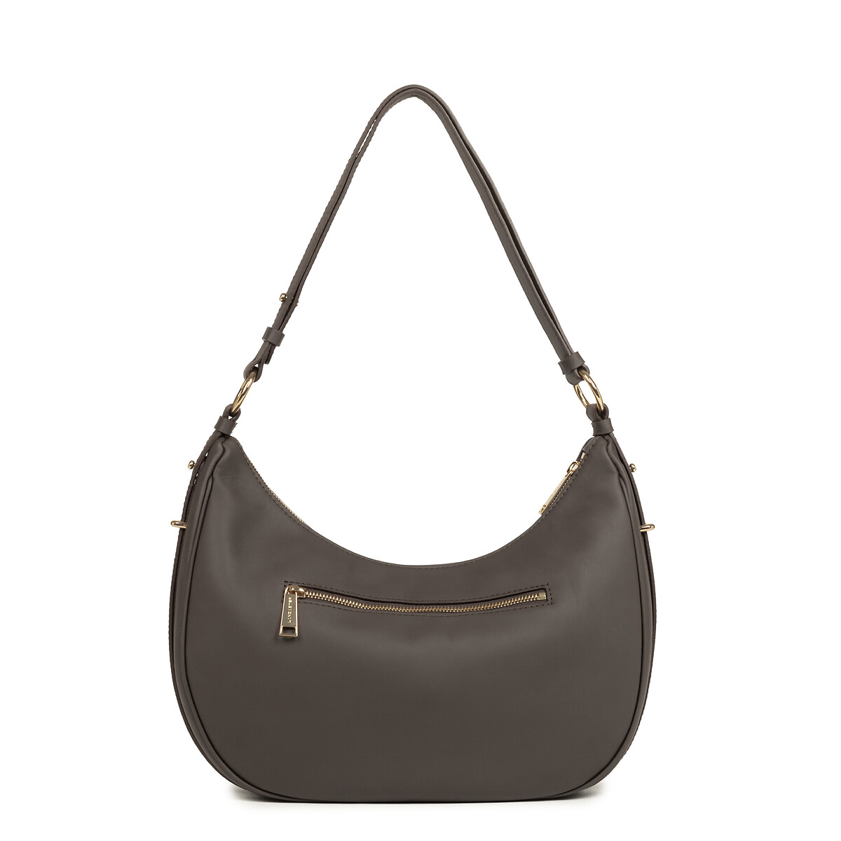 Donna Aria L Leather Zip-Up Messenger Bag dark brown, LANCASTER