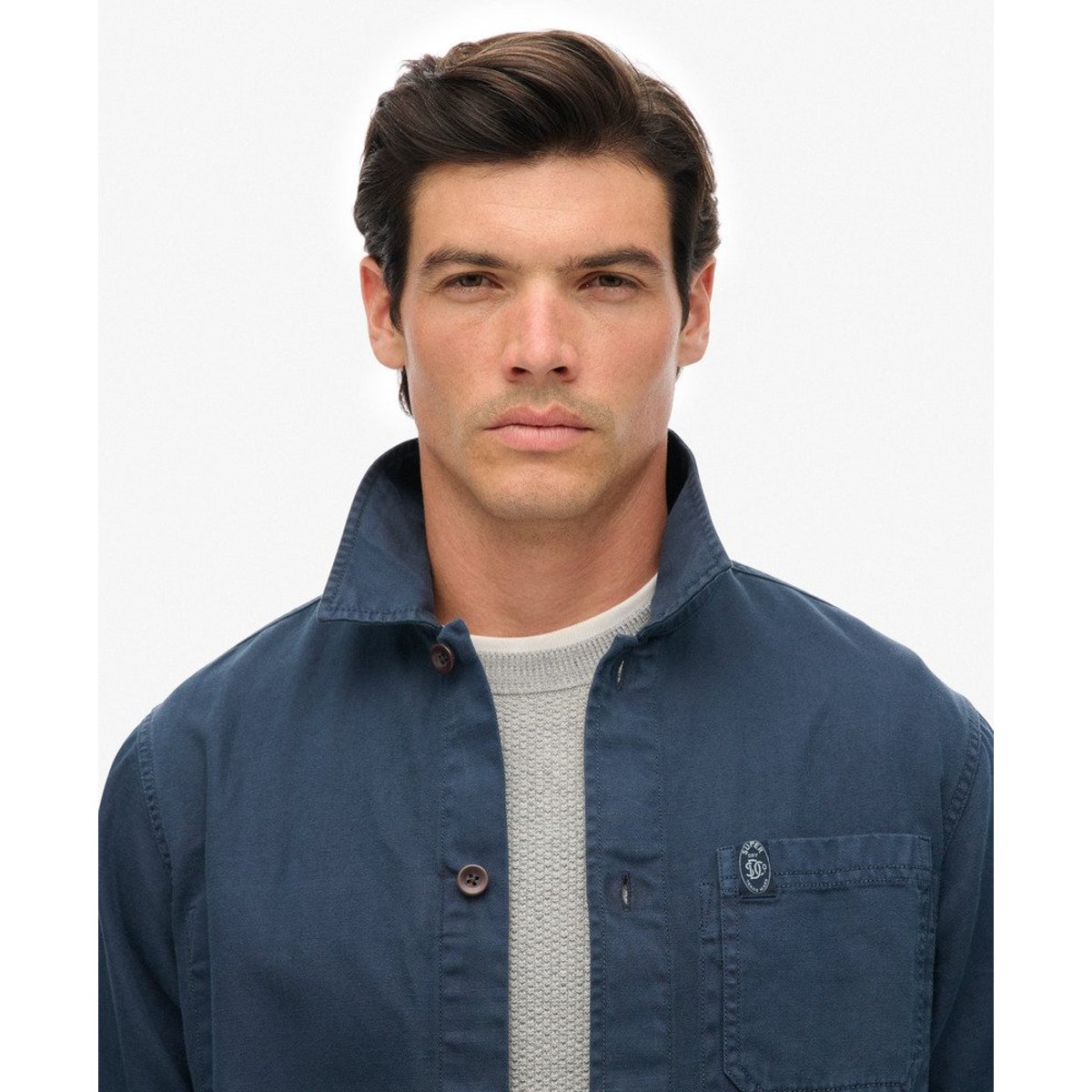 Surchemise en mélange de lin The Merchant Store bleu marine lauren, SUPERDRY