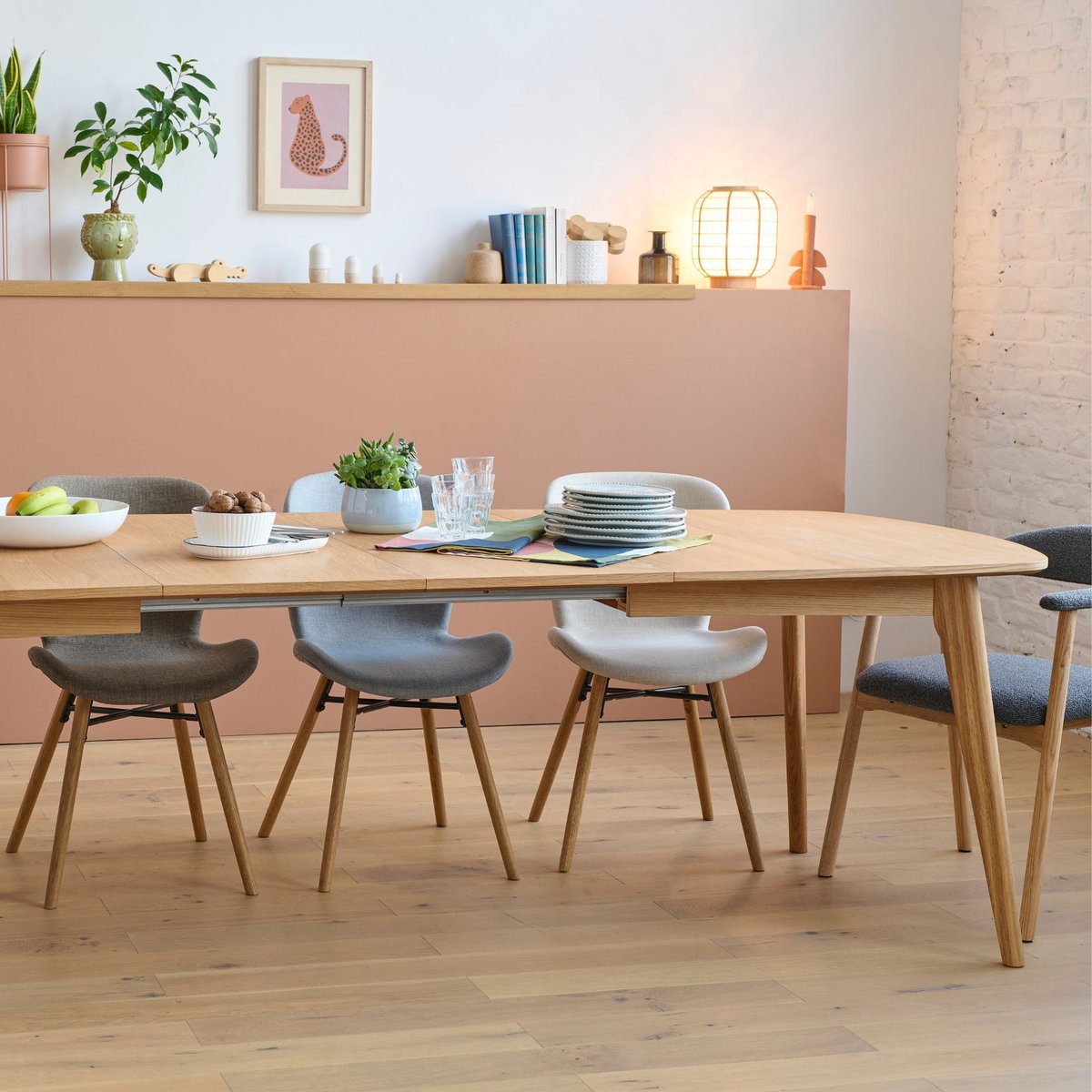 Table à manger ovale en bois + 2 allonges 8/12 places L180/270 - MARTINE bois clair, HELLIN, DEPUIS 1862