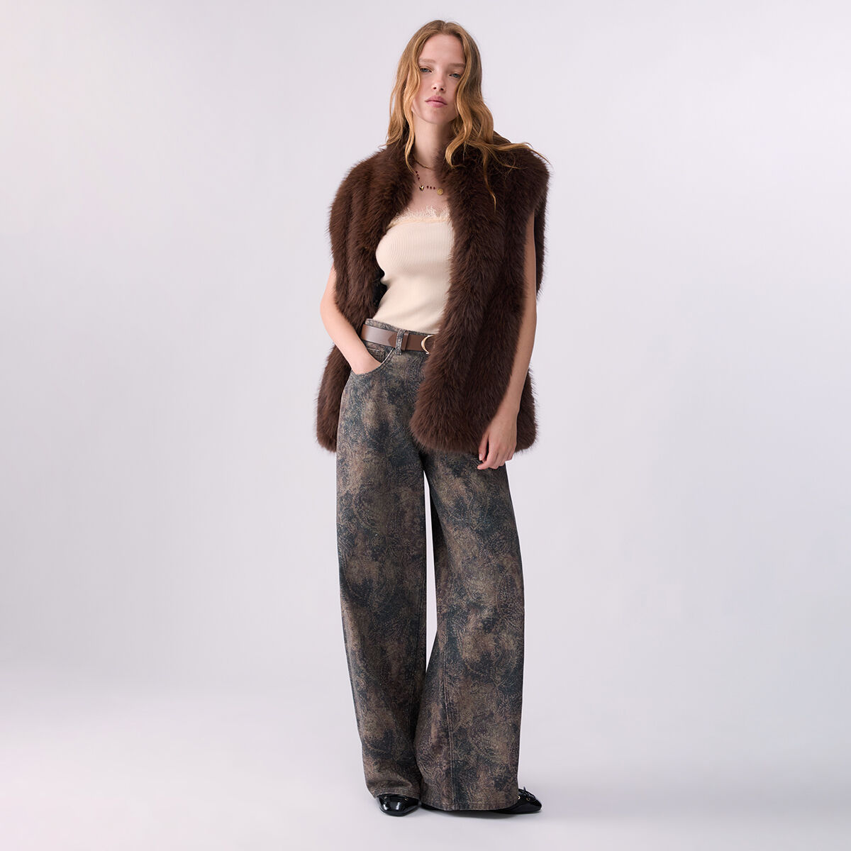 Pantalon garçon avec imprimé glittéré marron, LIU JO