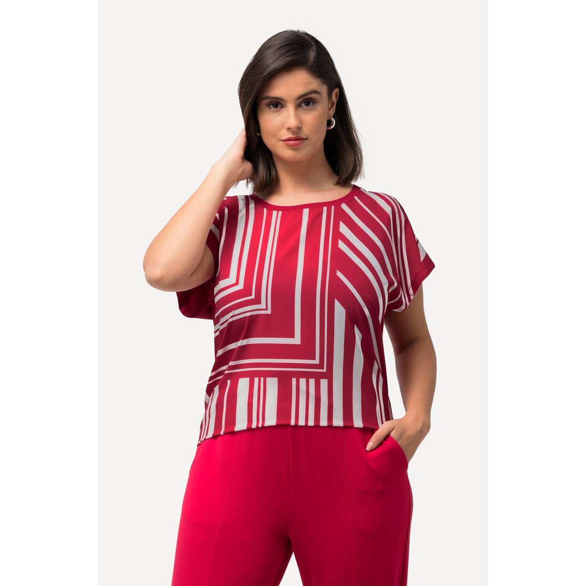T-shirt à rayures oversized rouge, ULLA POPKEN