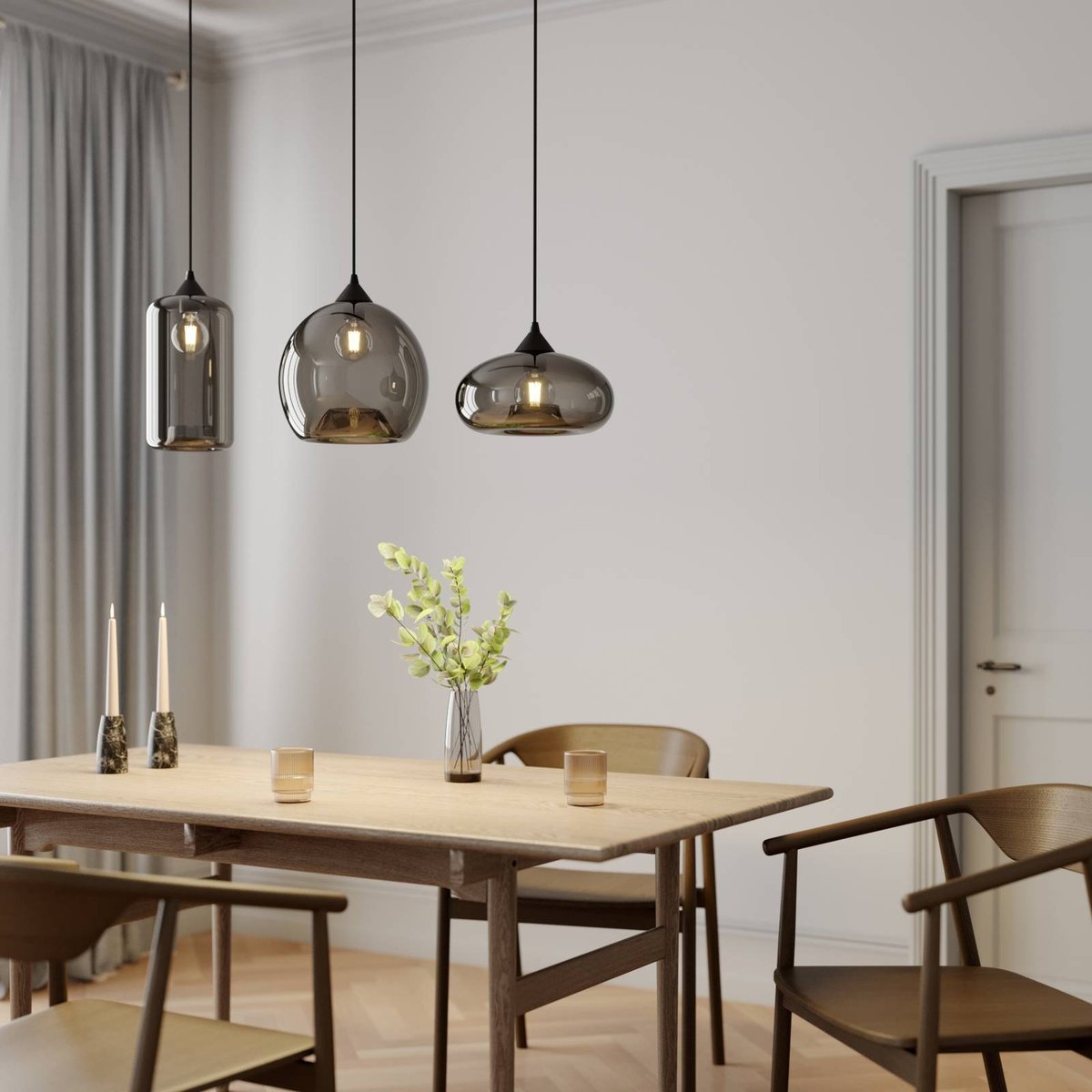 Suspension en métal moderne, Marla gris fumé, LINDBY