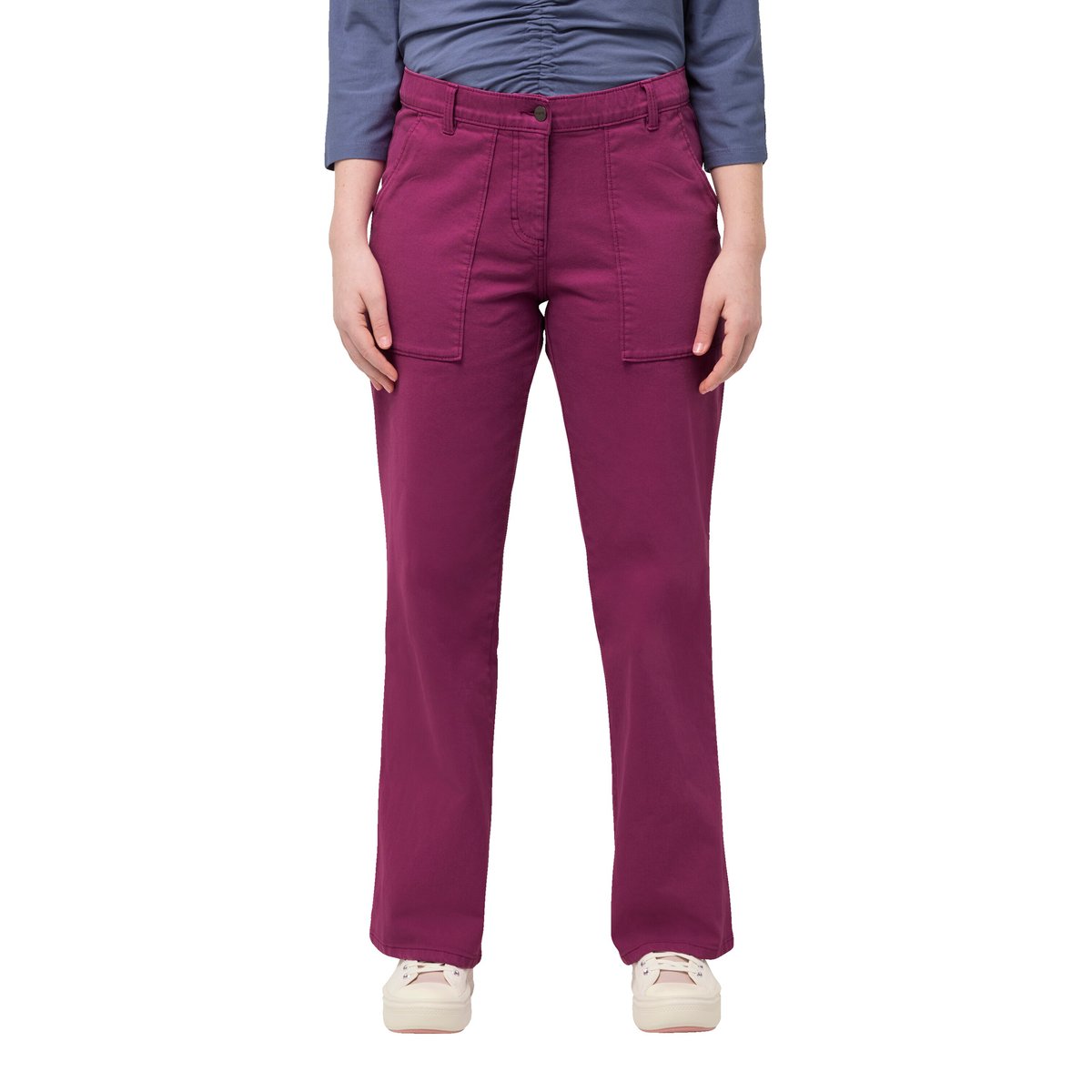 Jean coloré Mary en coton bio, jambe large fuchsia, ULLA POPKEN