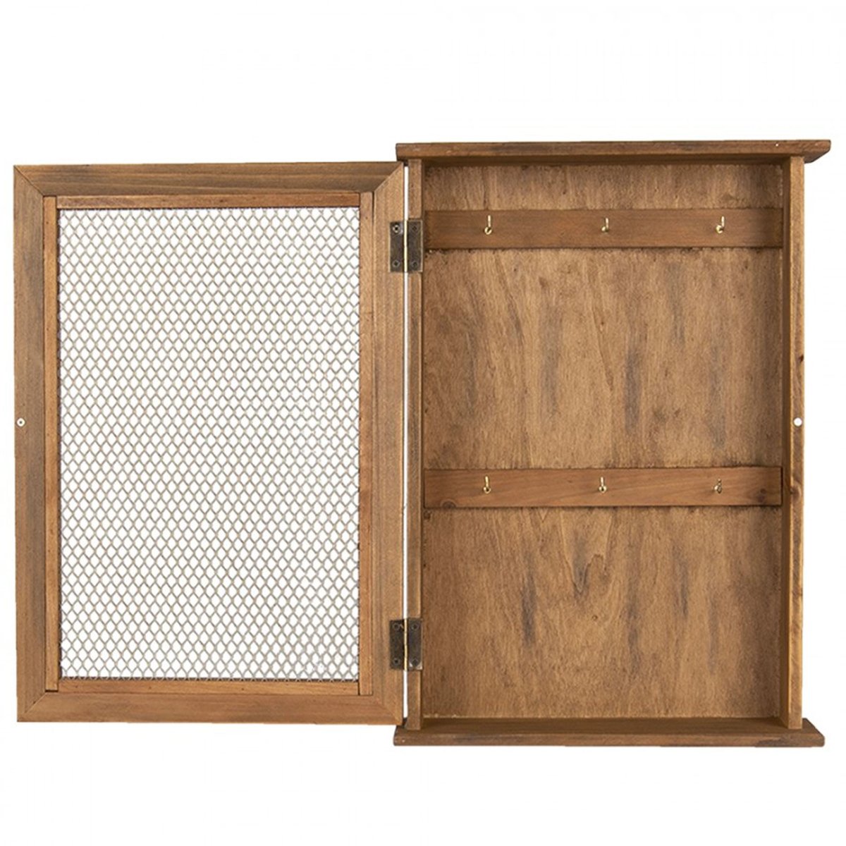 Boîte à clés murale en bois grillagé 28x9x40cm bois, WADIGA
