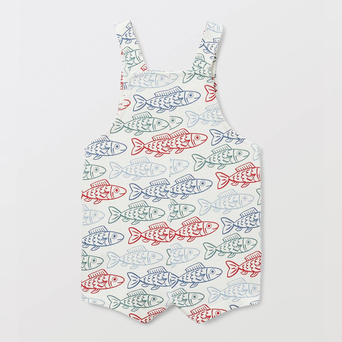 Salopette courte imprimée en coton BIO GOTS naturel, BOUT'CHOU