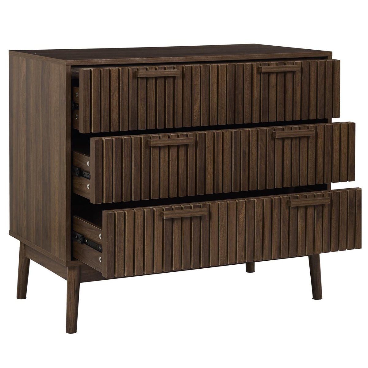 Commode 3 tiroirs effet bois foncé SAULK marron, THE HOME DECO FACTORY