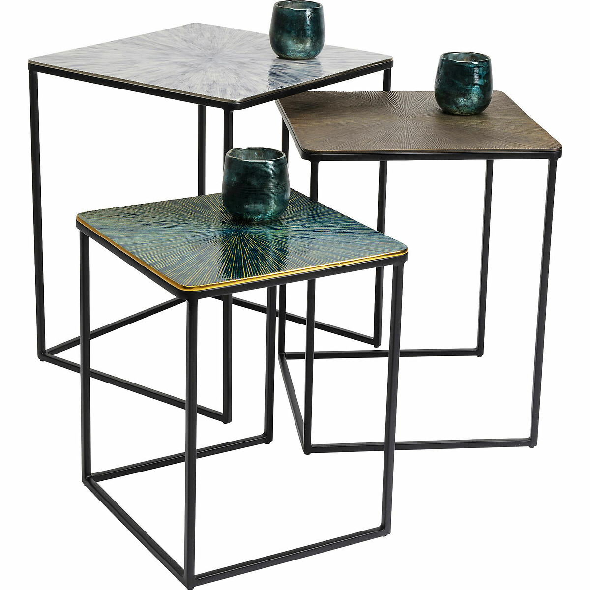 Table d appoint Ray carré (3/Set) multicolore, KARE DESIGN