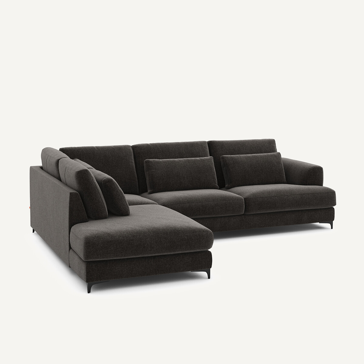 Canapé angle gauche conv velours chenille, Marsile basalte, AM.PM