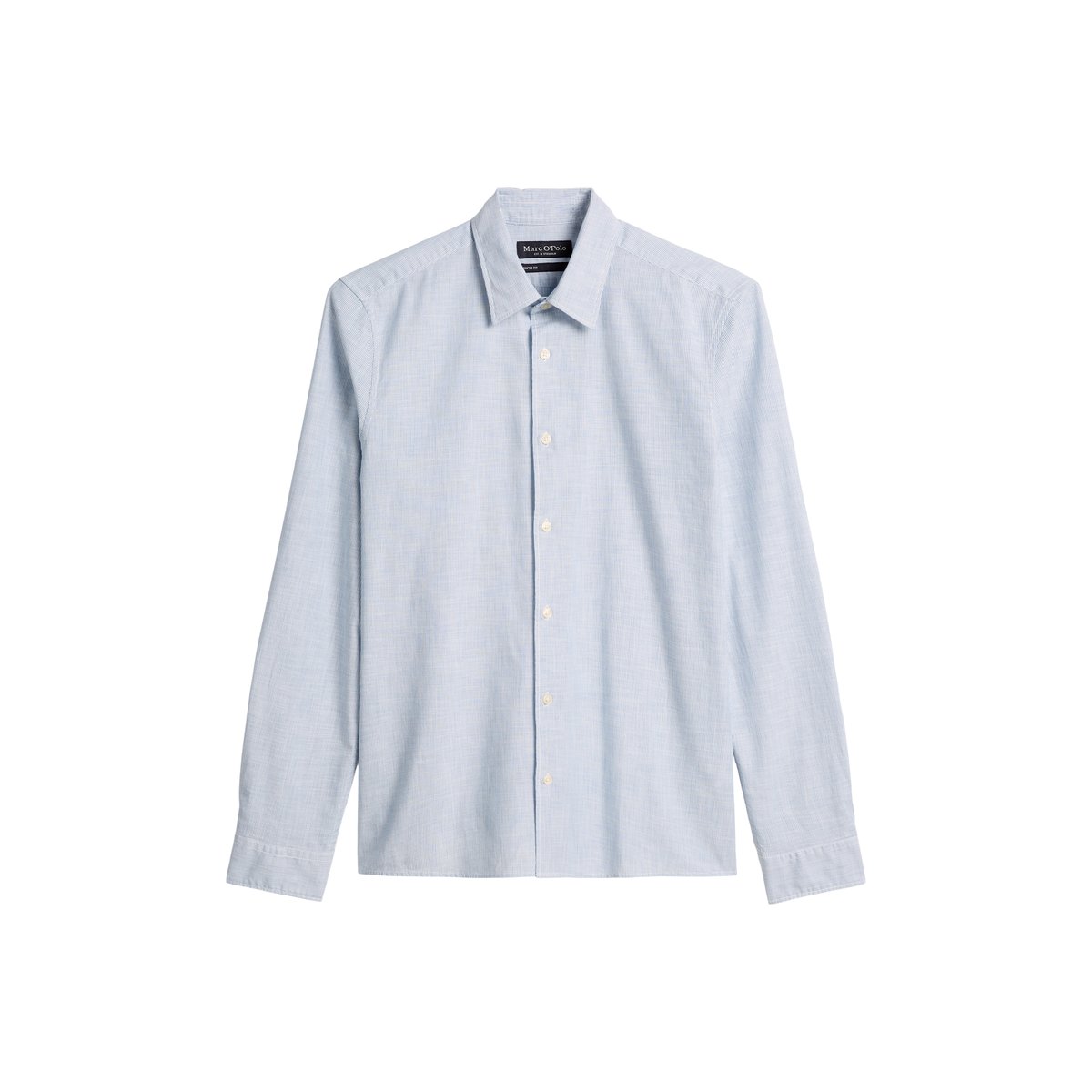 Chemise shaped en coton bio finement rayé bleu clair, MARC O'POLO