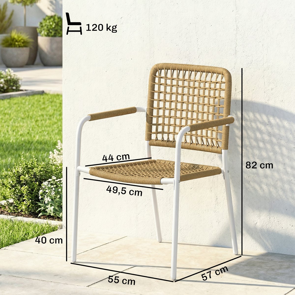 Chaise de jardin Métal Jaune jaune, crème, OUTSUNNY