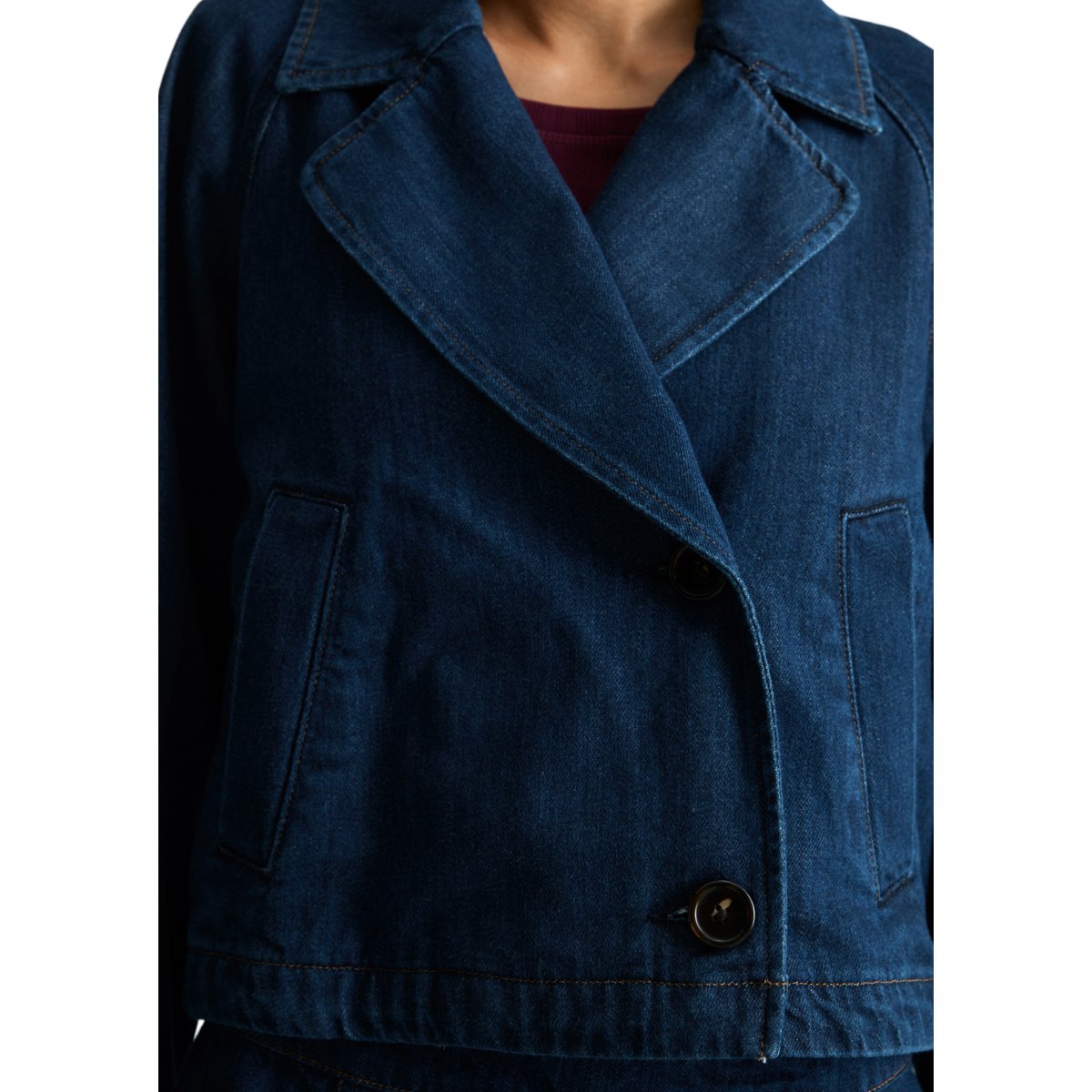 Veste trench courte réalisé avec Orange Fiber bleu, MARC O’POLO DENIM