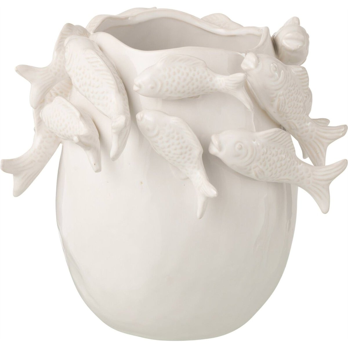 Vase poisson en poterie fait main écru, RECOLLECTION
