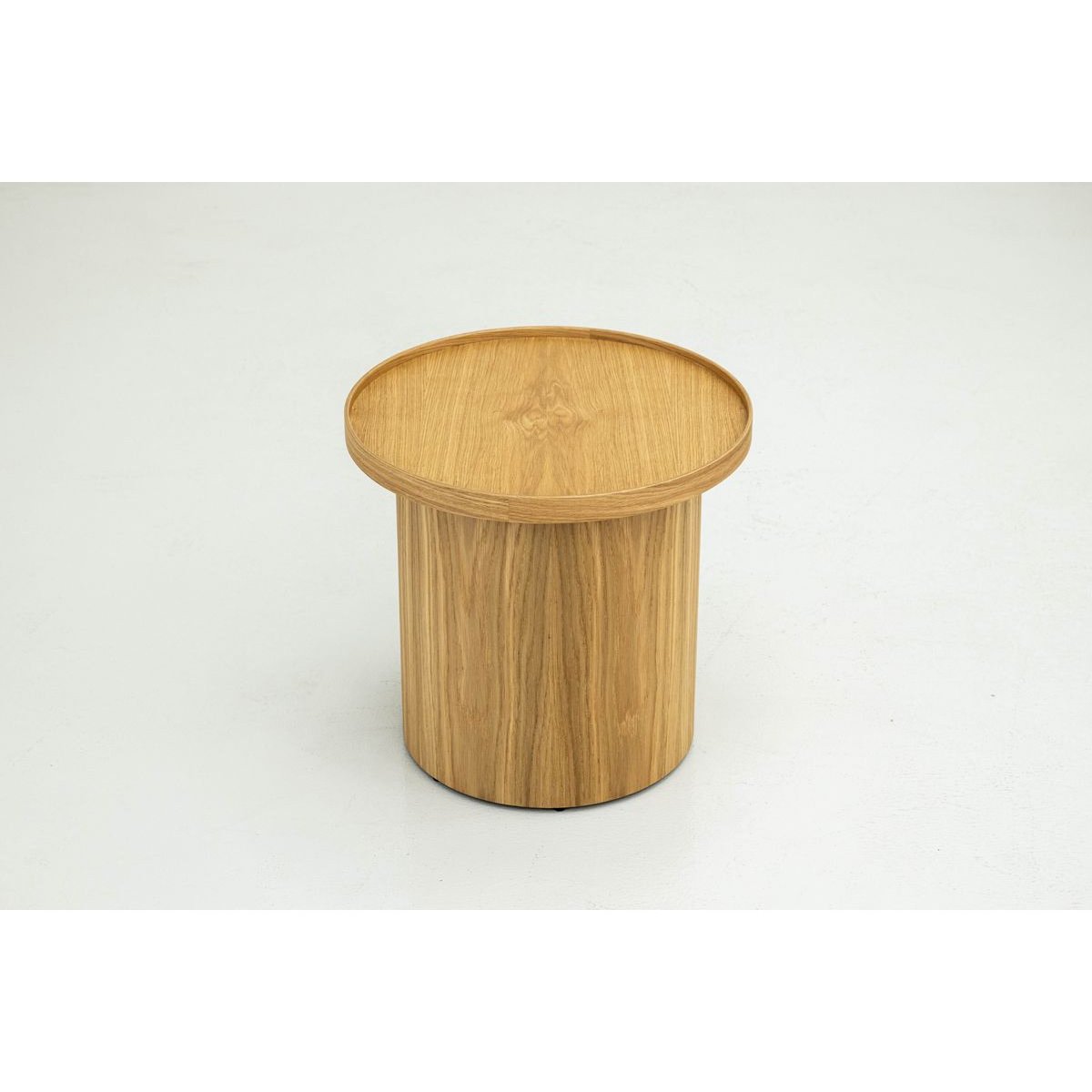Table basse ronde en placage, CASTELLANE marron clair, BOBOCHIC