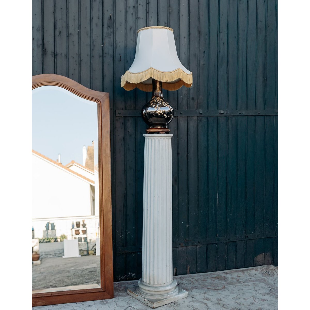 Grande colonne en plâtre Hanna N°736 - Bon état blanc, DEBONGOUT