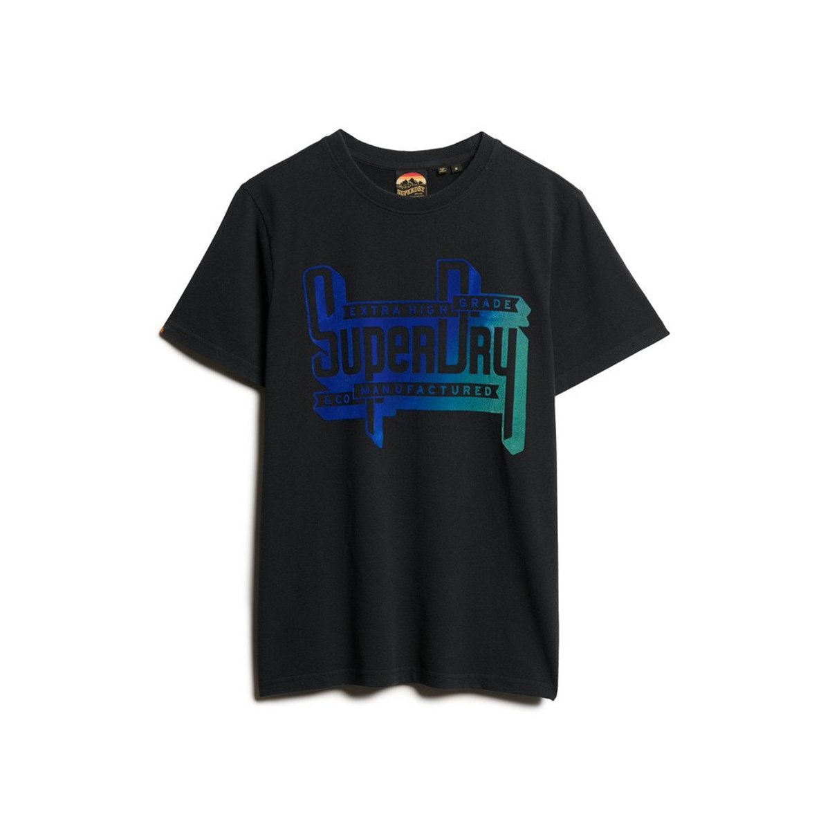 T-shirt à motif floqué délavé noir nero chiné, SUPERDRY