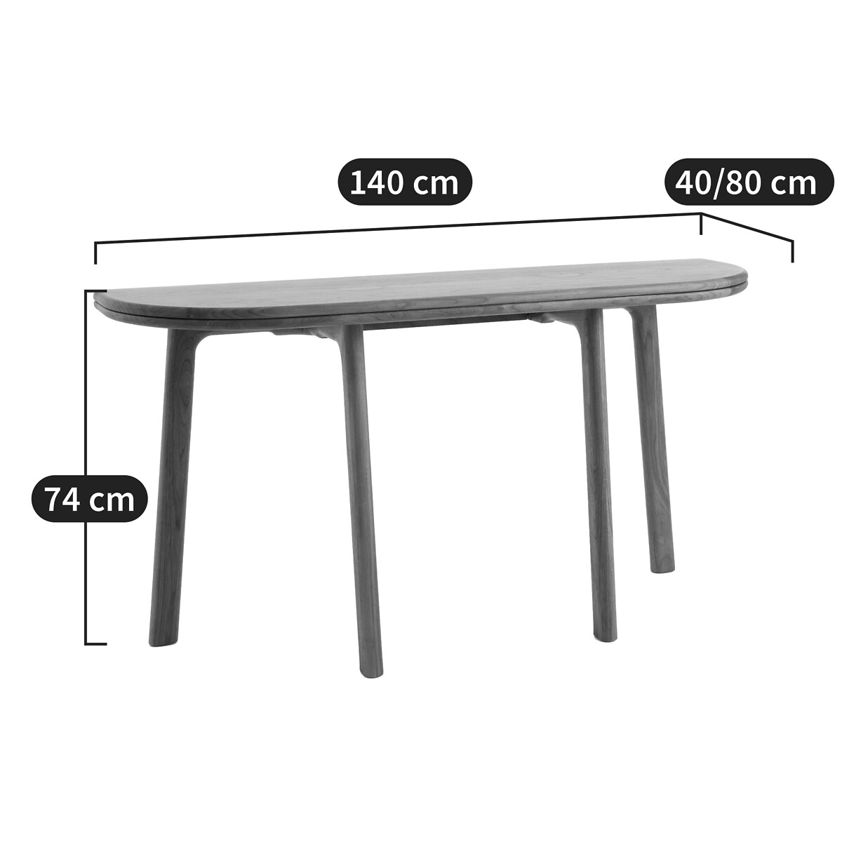 Konsolentisch Neodiletta, Länge 140 cm, Design Emmanuel Gallina nussholz, AM.PM X EMMANUEL GALLINA