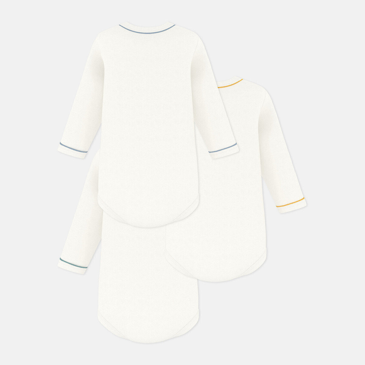 Confezione da 3 body maniche lunghe bianco, PETIT BATEAU