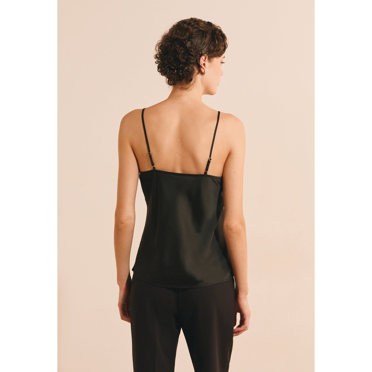 Caraco satiné avec détails en broderie EDORI BROD noir, ETAM