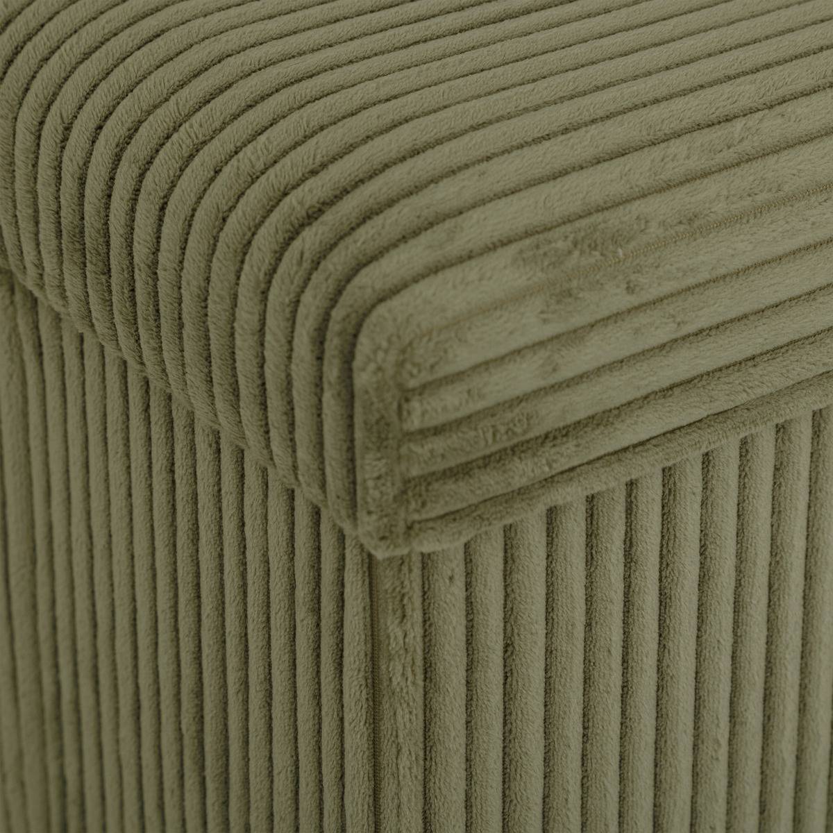 Pouf pliant coffre de rangement en velours côtelé ARUM vert kaki, ATMOSPHERA