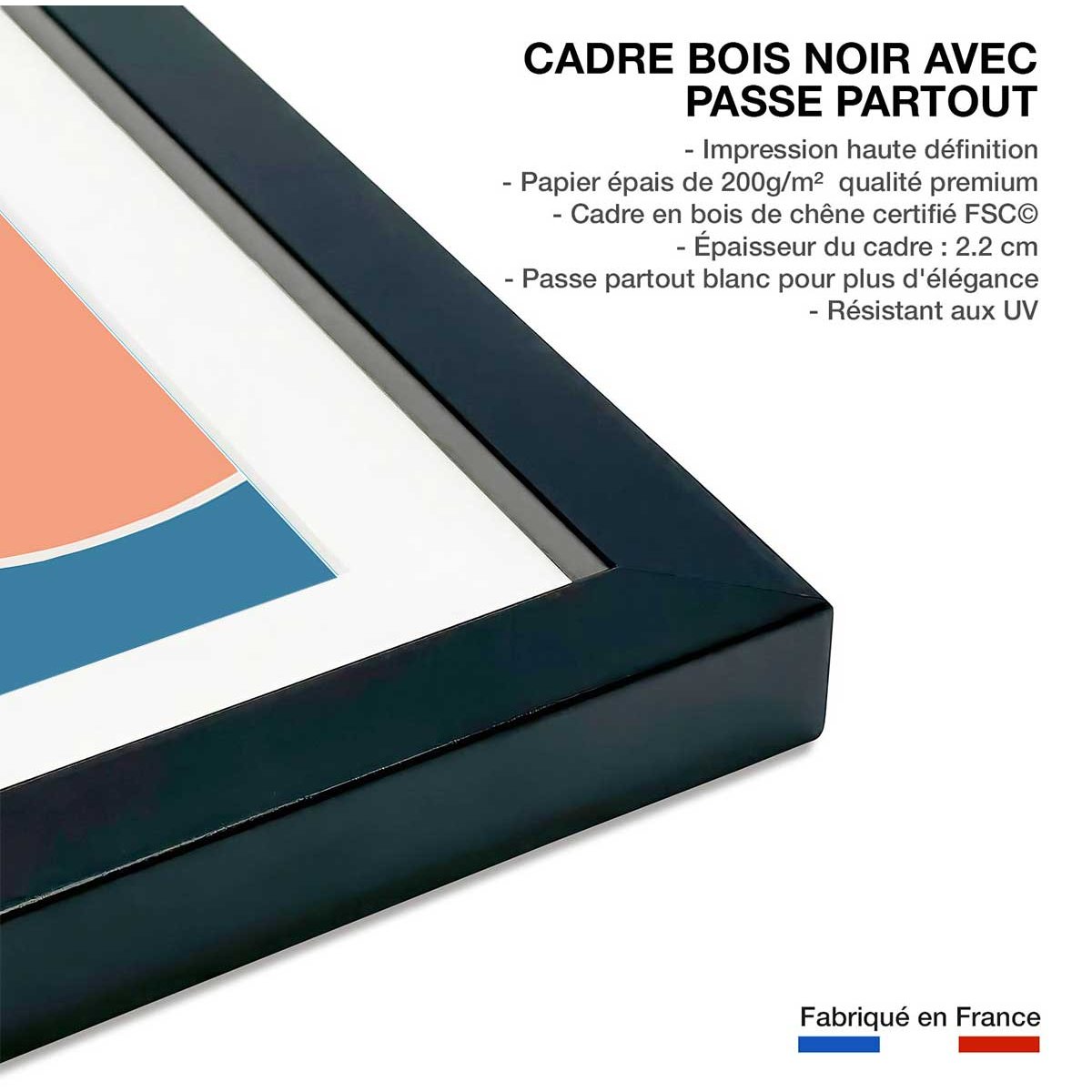 Affiche Douceur d'été affiche + cadre en bois - noir, HEXOA