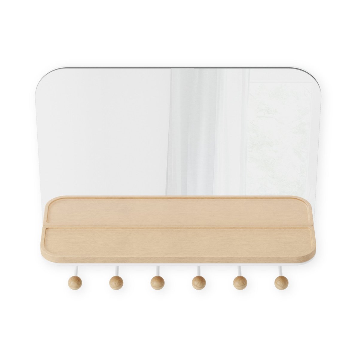 Miroir portemanteau étagère  ESTIQUE bois clair, UMBRA