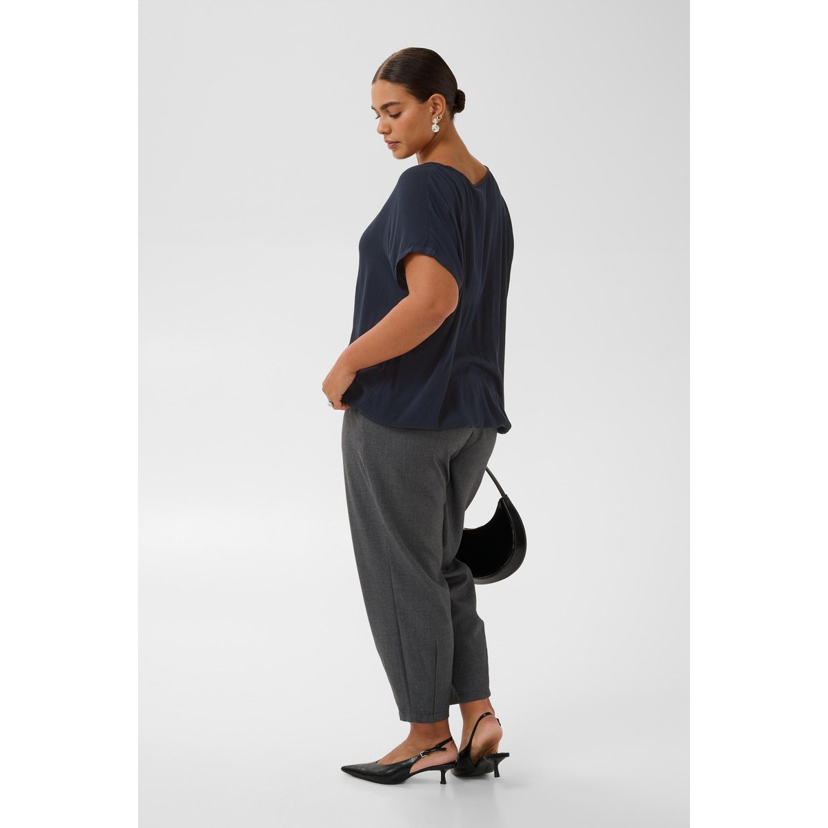Blouse à manches courtes bleu midnight marine, KAFFE CURVE