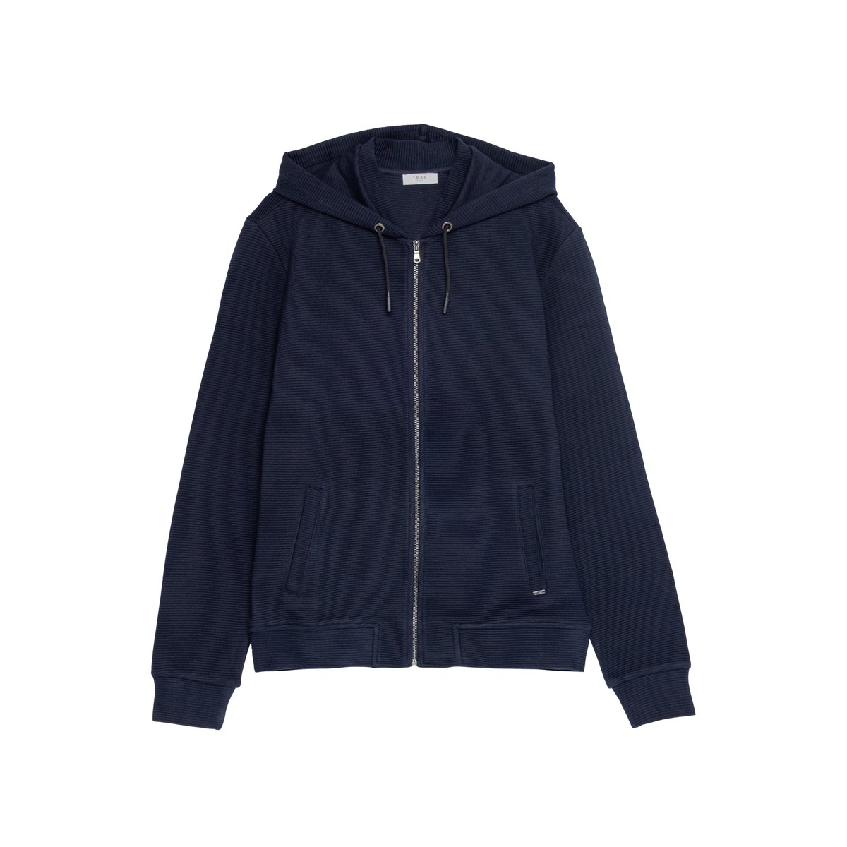 Cardigan coton bio maille Ottoman à capuche bleu marine, IKKS
