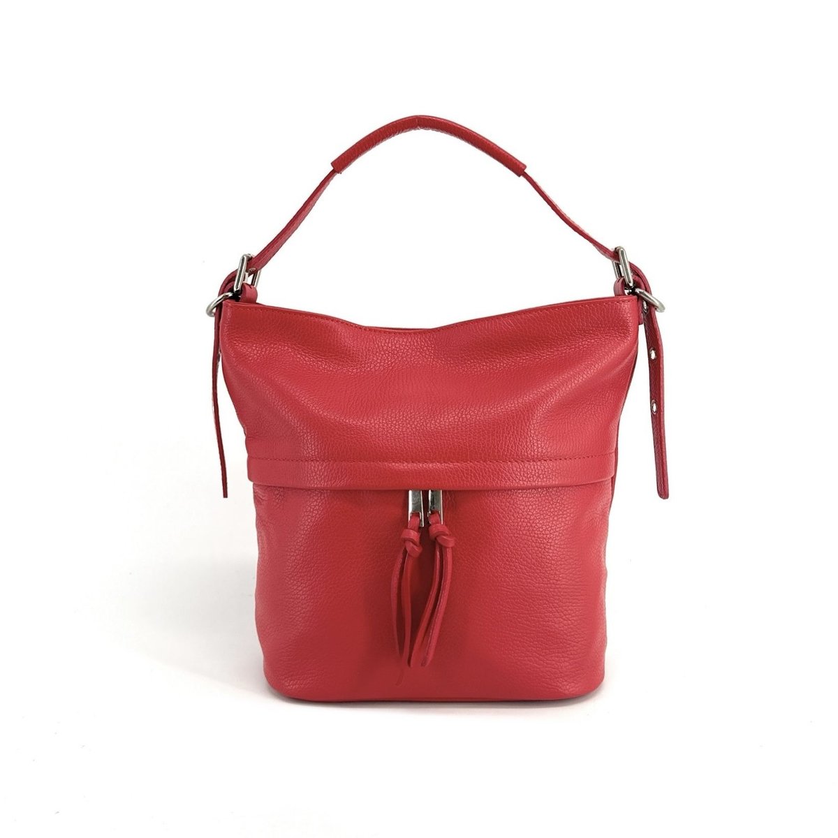 Sac à main en cuir grainé LIVERPOOL rouge clair, OH MY BAG