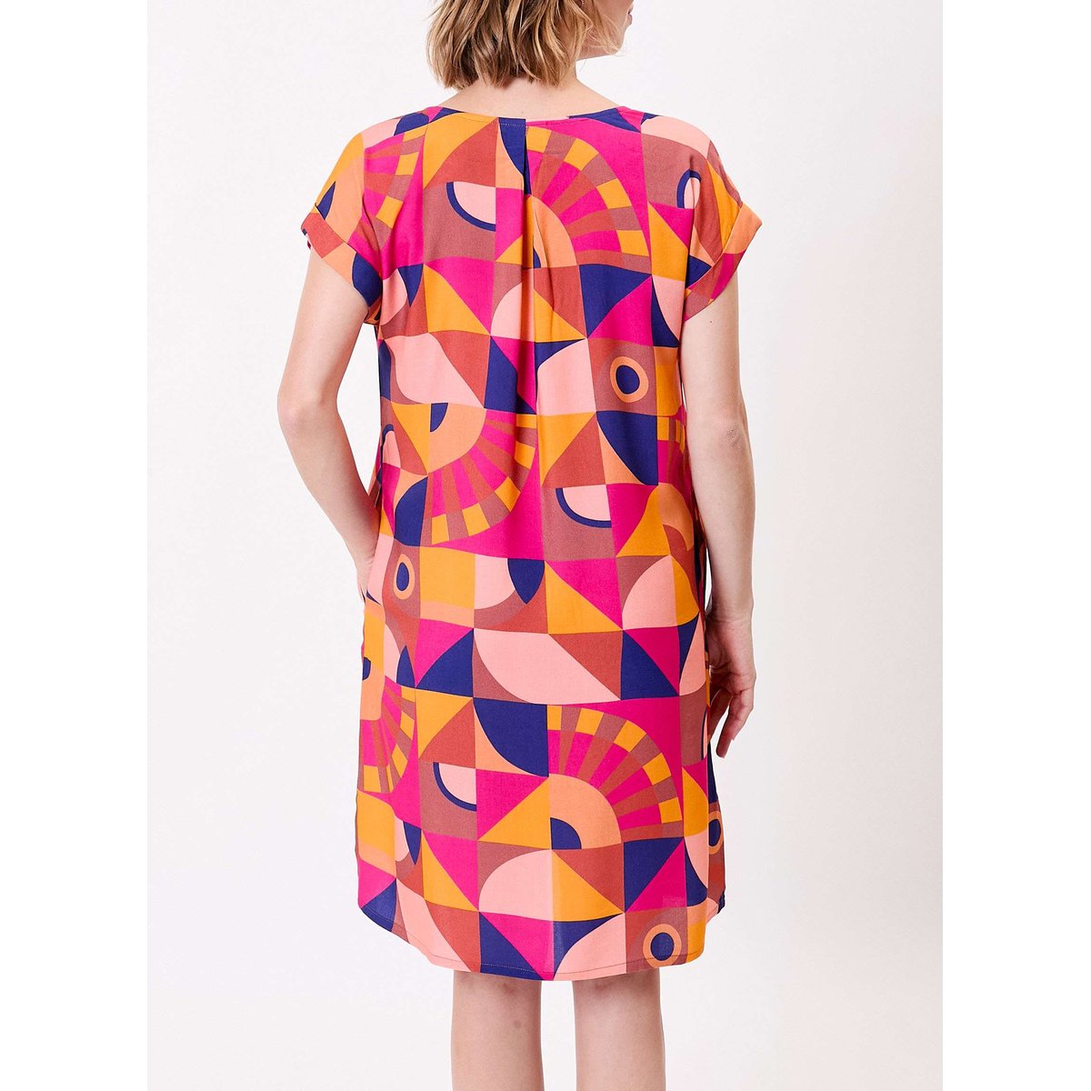 Robe fluide imprimée col V TATU rose bleu maimuna, LA FIANCÉE
