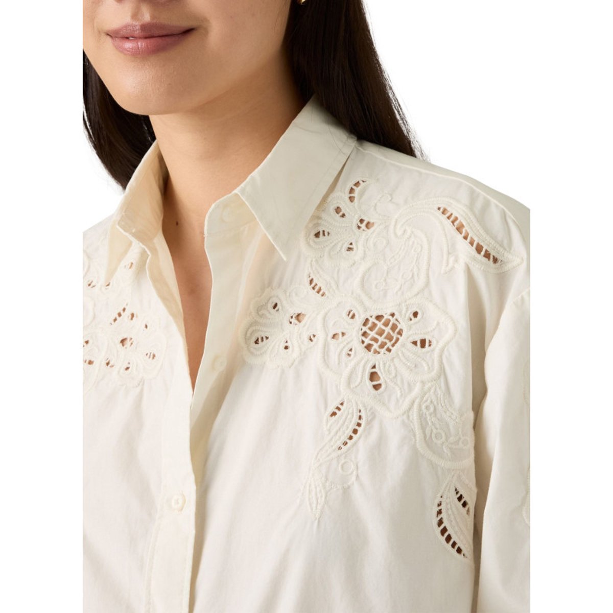 Chemisier en coton écru uni avec un col chemise et des détails brodés écru, LEVI'S
