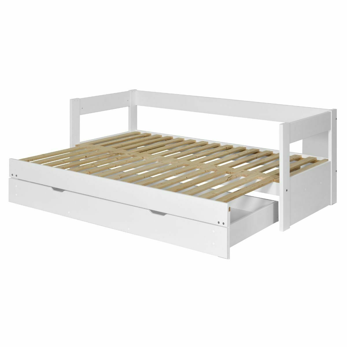lit banquette gigogne avec tiroir Bois massif  RAVI blanc, AKITEN RETAIL