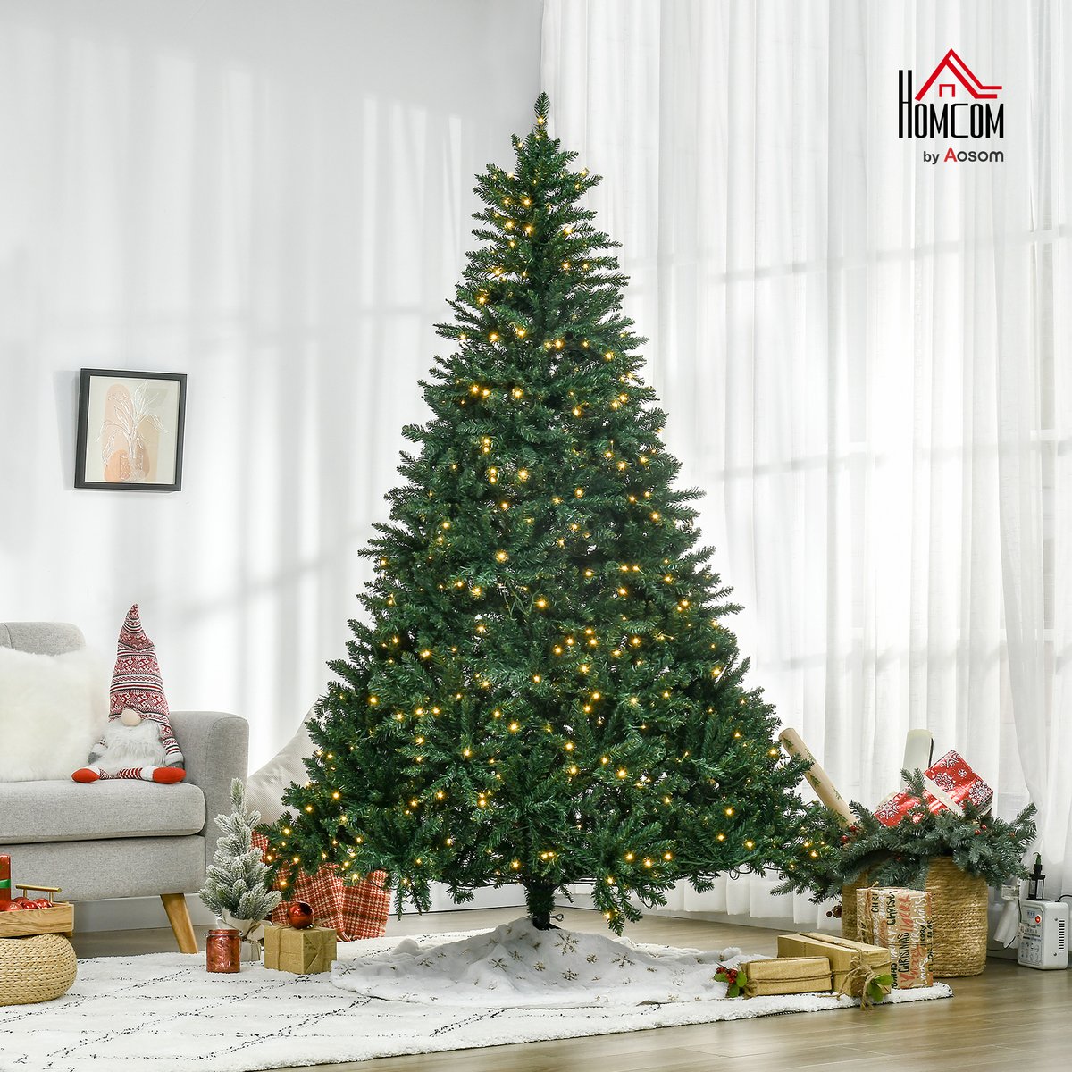 Sapin de Noël Plastique Vert doré, HOMCOM