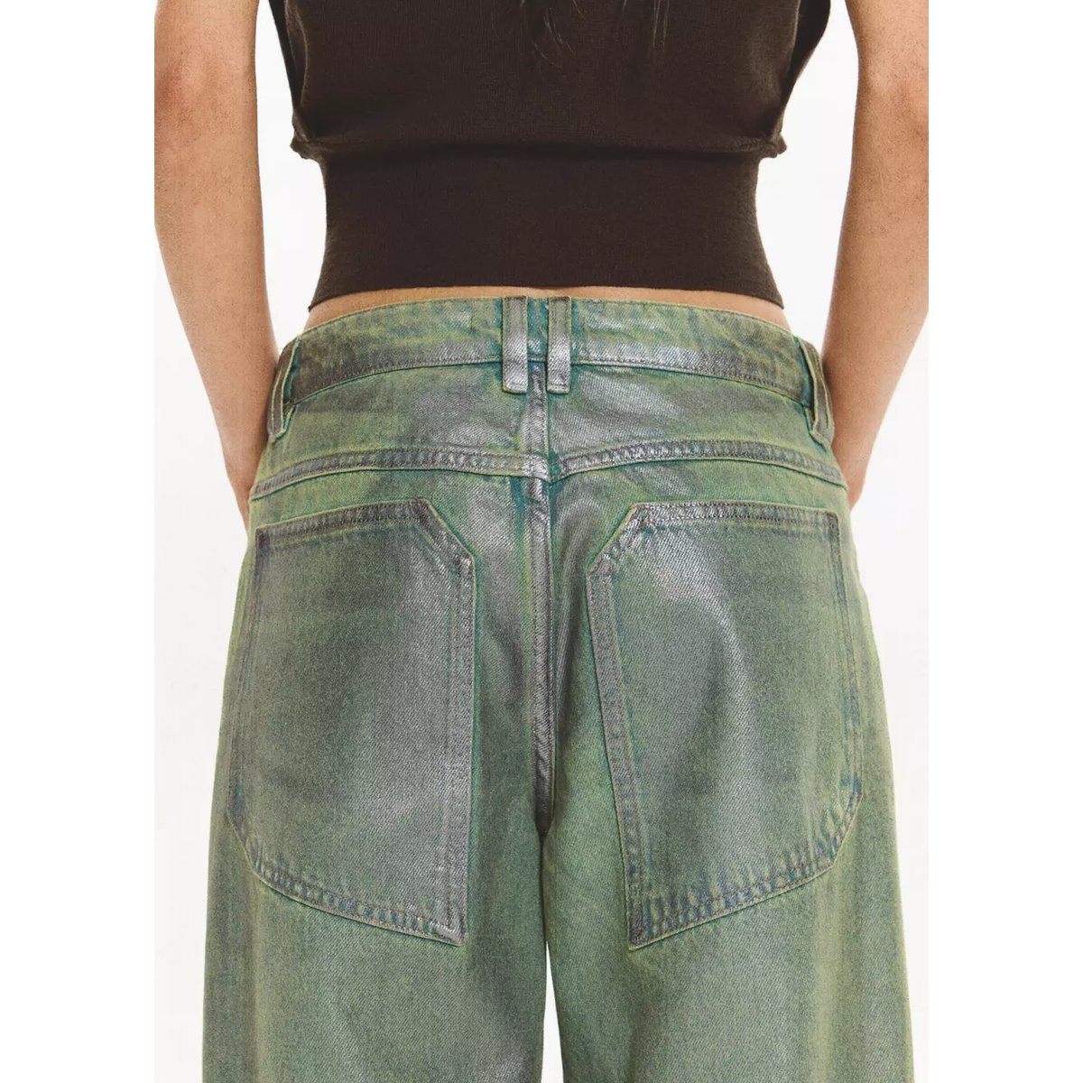Jean droit foil vert, MANGO