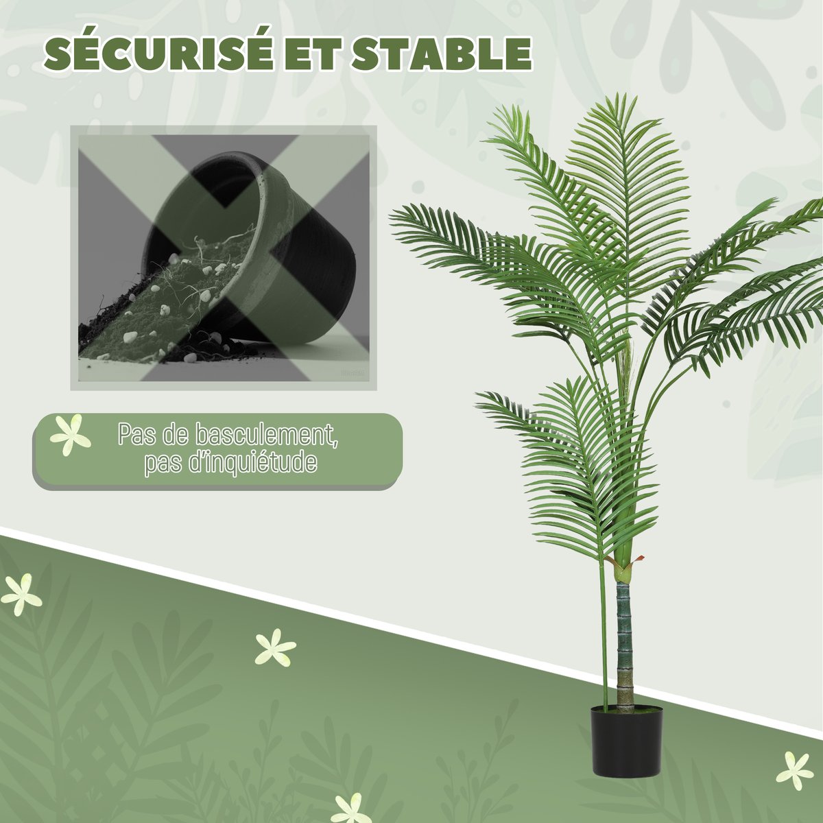 Palmier artificiel Plastique Vert vert, HOMCOM