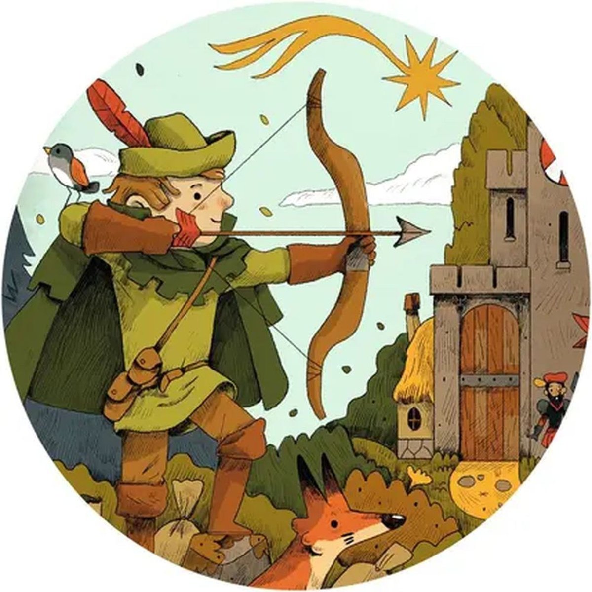 Puzzle silhouette Robin des bois 36 pièces couleur unique, DJECO