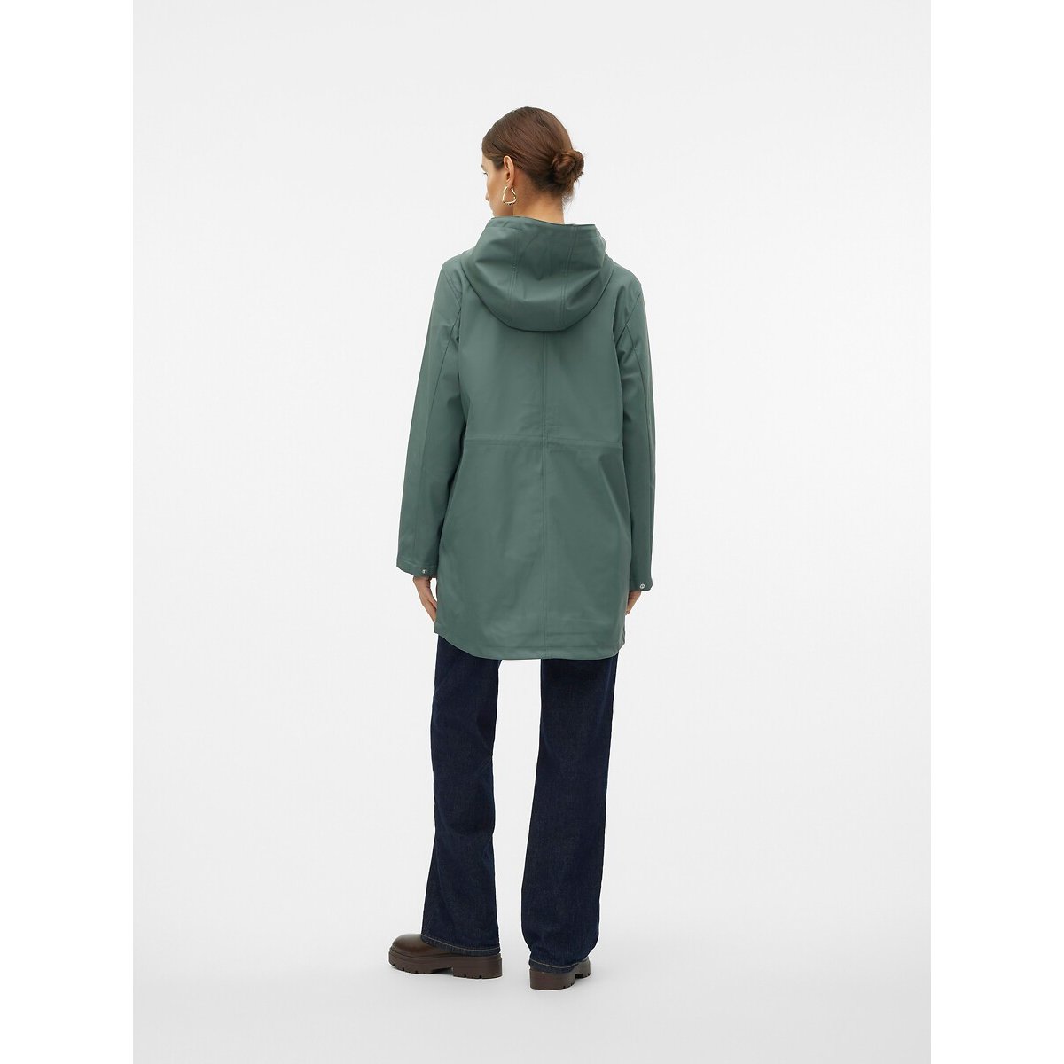 Impermeável com capuz, comprimento médio verde, VERO MODA