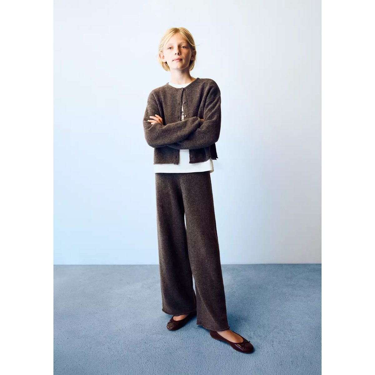 Pantalon droit maille marron, MANGO KIDS