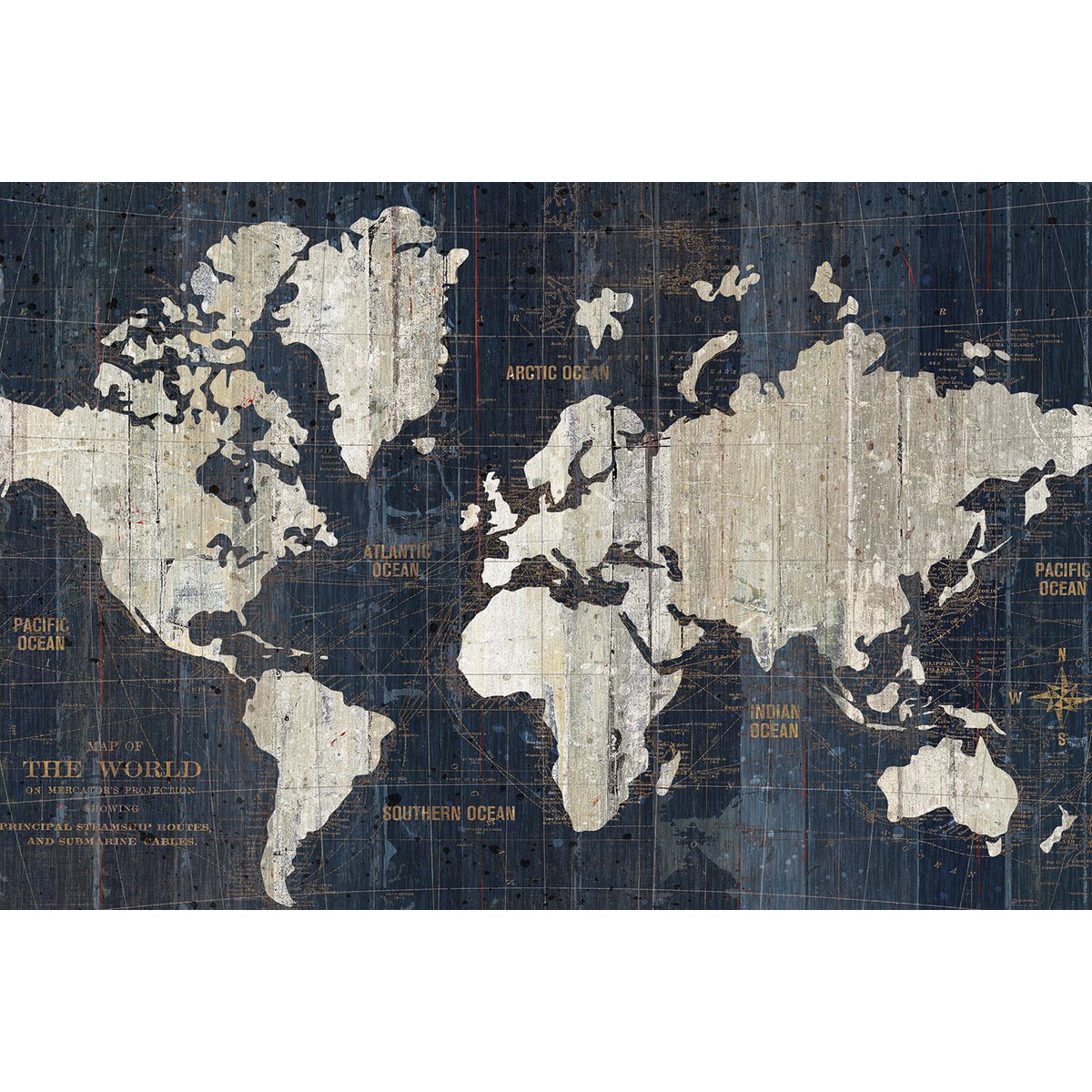 Tableau Carte du monde voies navigables tableau alu dibond, HEXOA