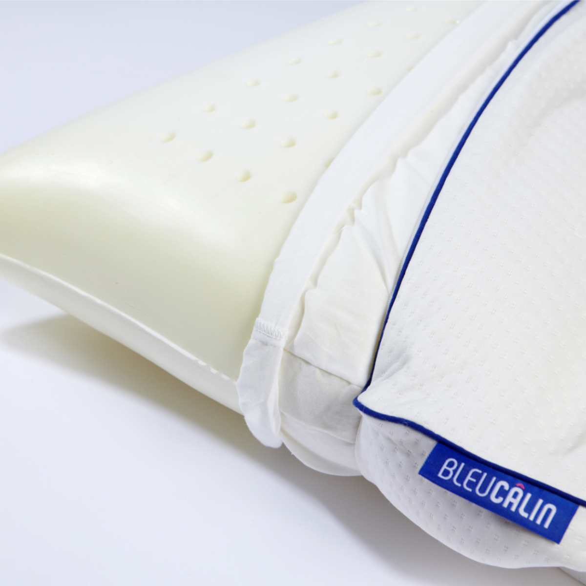 Oreiller ergonomique mousse mémoire de forme BIO blanc, BLEU CALIN