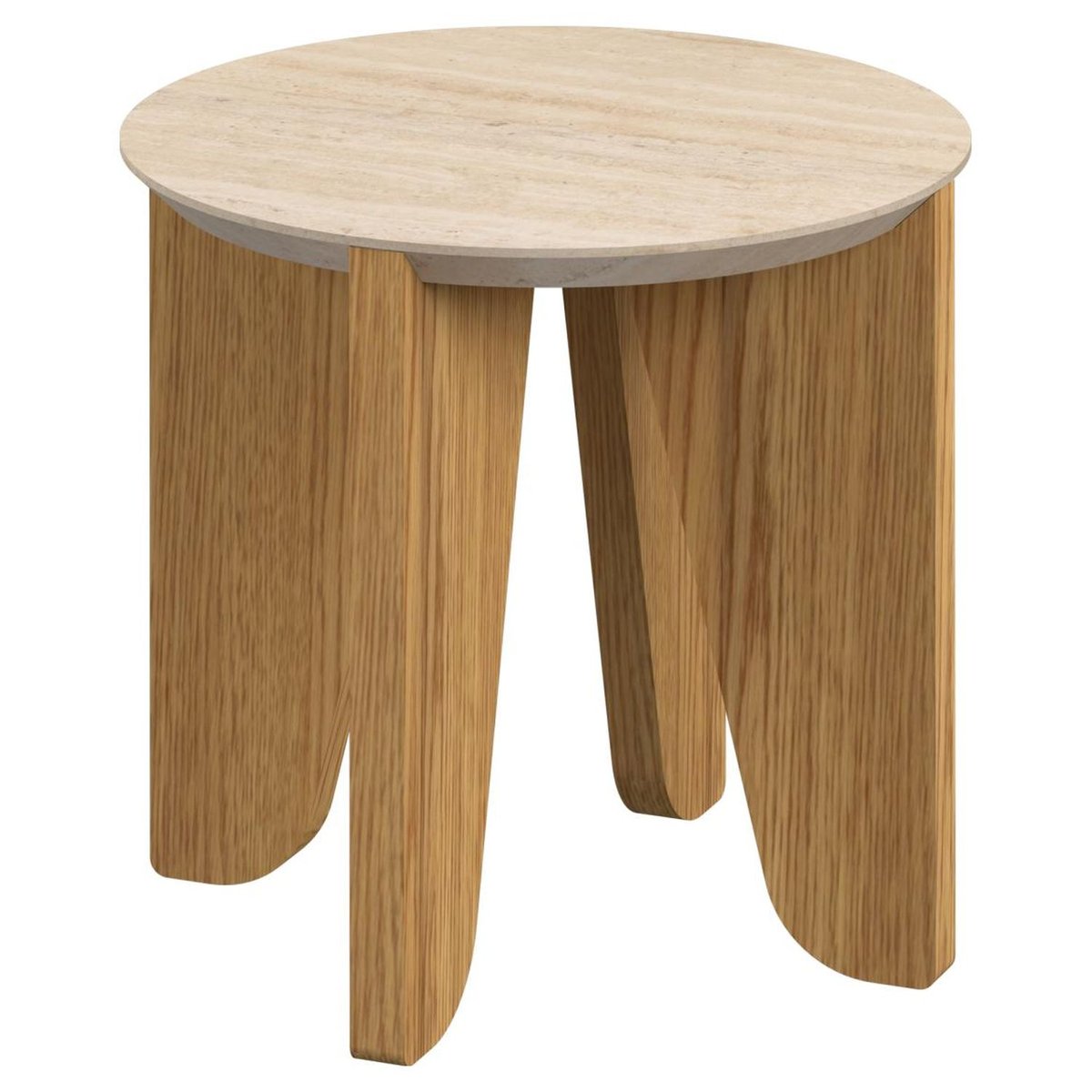 Table d'appoint ronde avec plateau effet travertin LIMA marron, TOILINUX