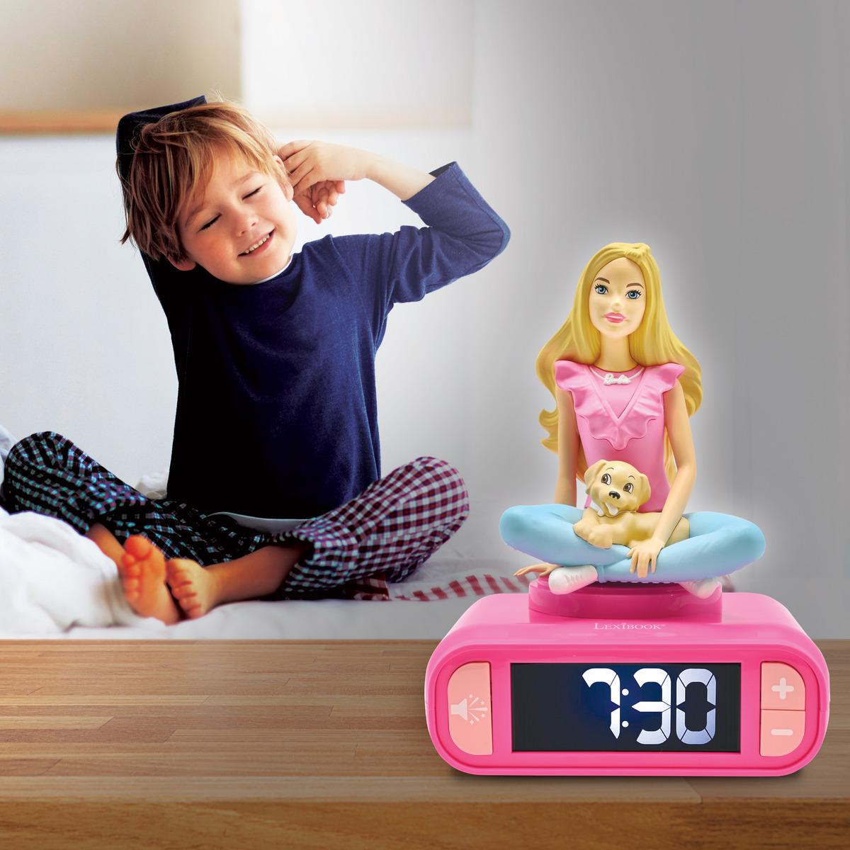 Réveil digital avec veilleuse lumineuse Barbie rose, LEXIBOOK