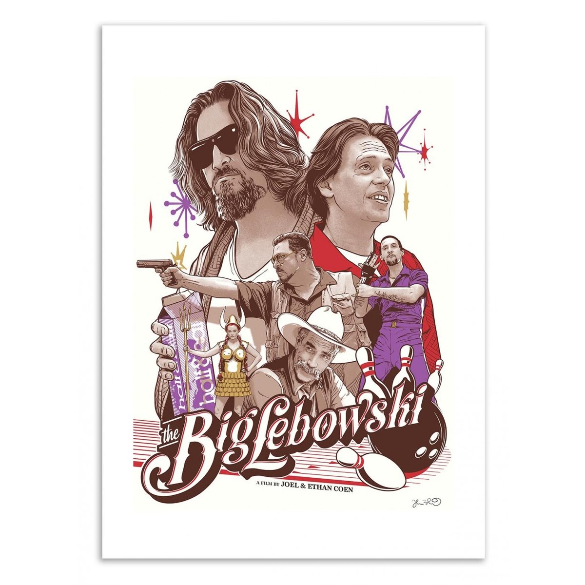 Affiche d'art - The Big Lebowski - Joshua Budich affiche d'art, WALL EDITIONS